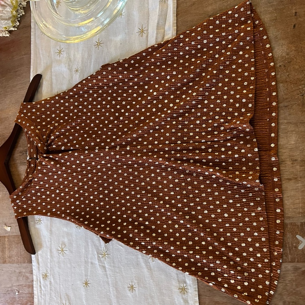 Anthropologie Rust Polka-Dot Tie-Neck Sleeveless Camisole - Picture 4 of 6